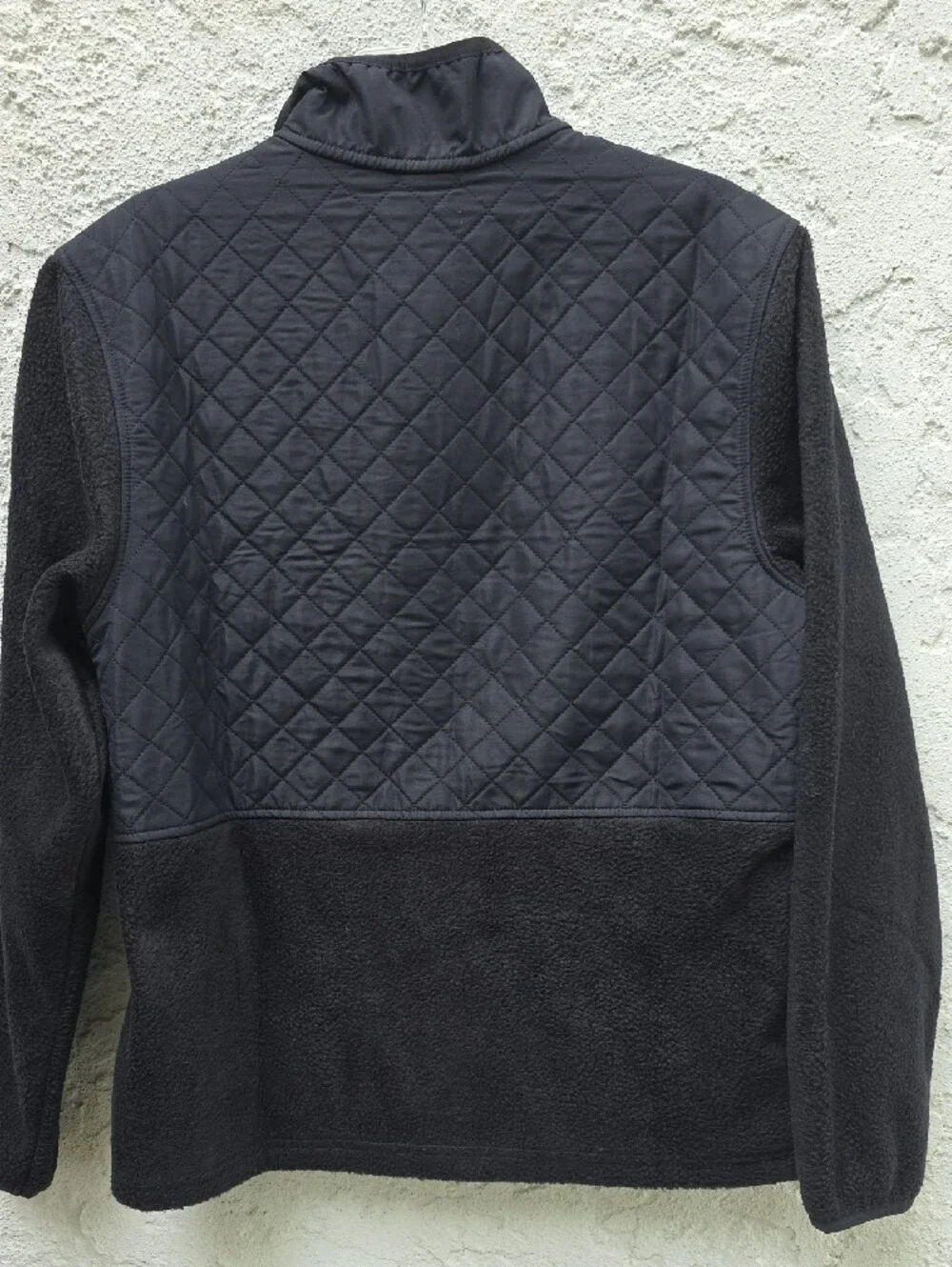 NWT Eddie Bauer Black Quilted Mixed Media Fleece Zip Up Jacket Size Small